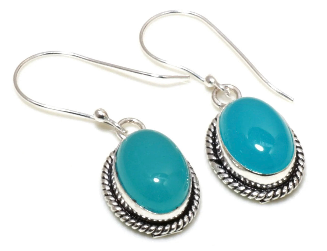 Sterling Silver Multi-Gemstones Dangle Earrings 1.5”