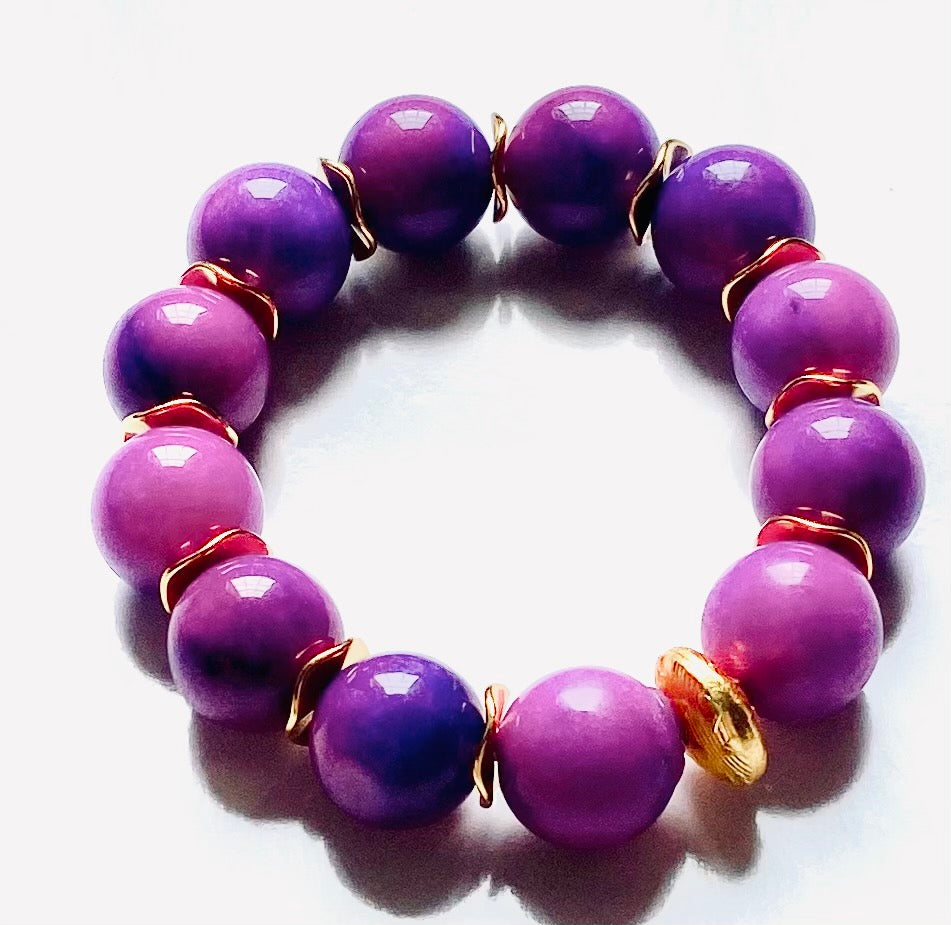 Lovely Royal Purple Sugilite Gemstone Statement Bracelet