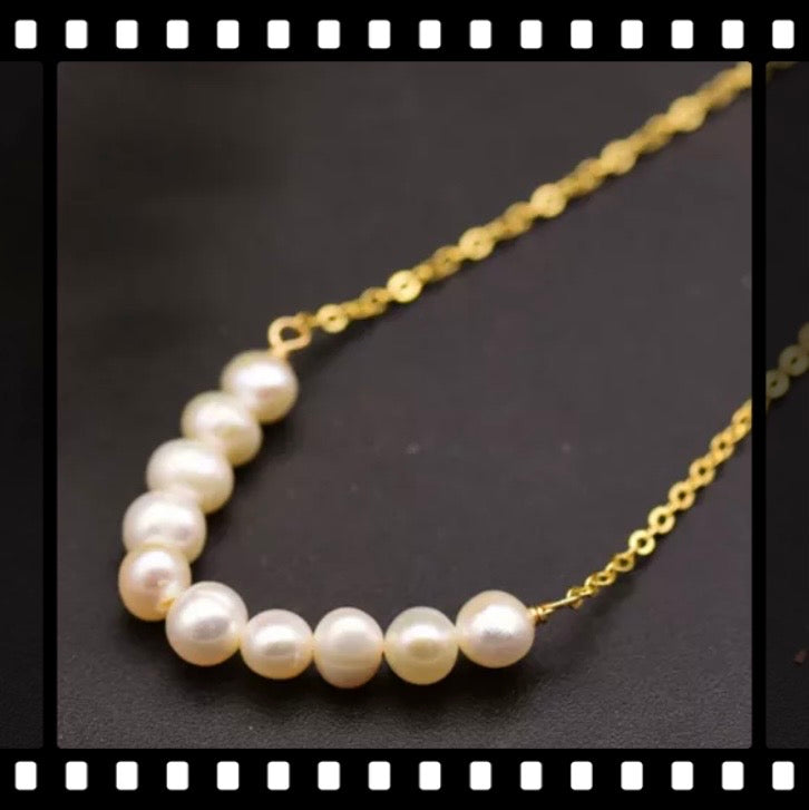 South Sea Pearl Gemstone Gold Chain Necklace 18"