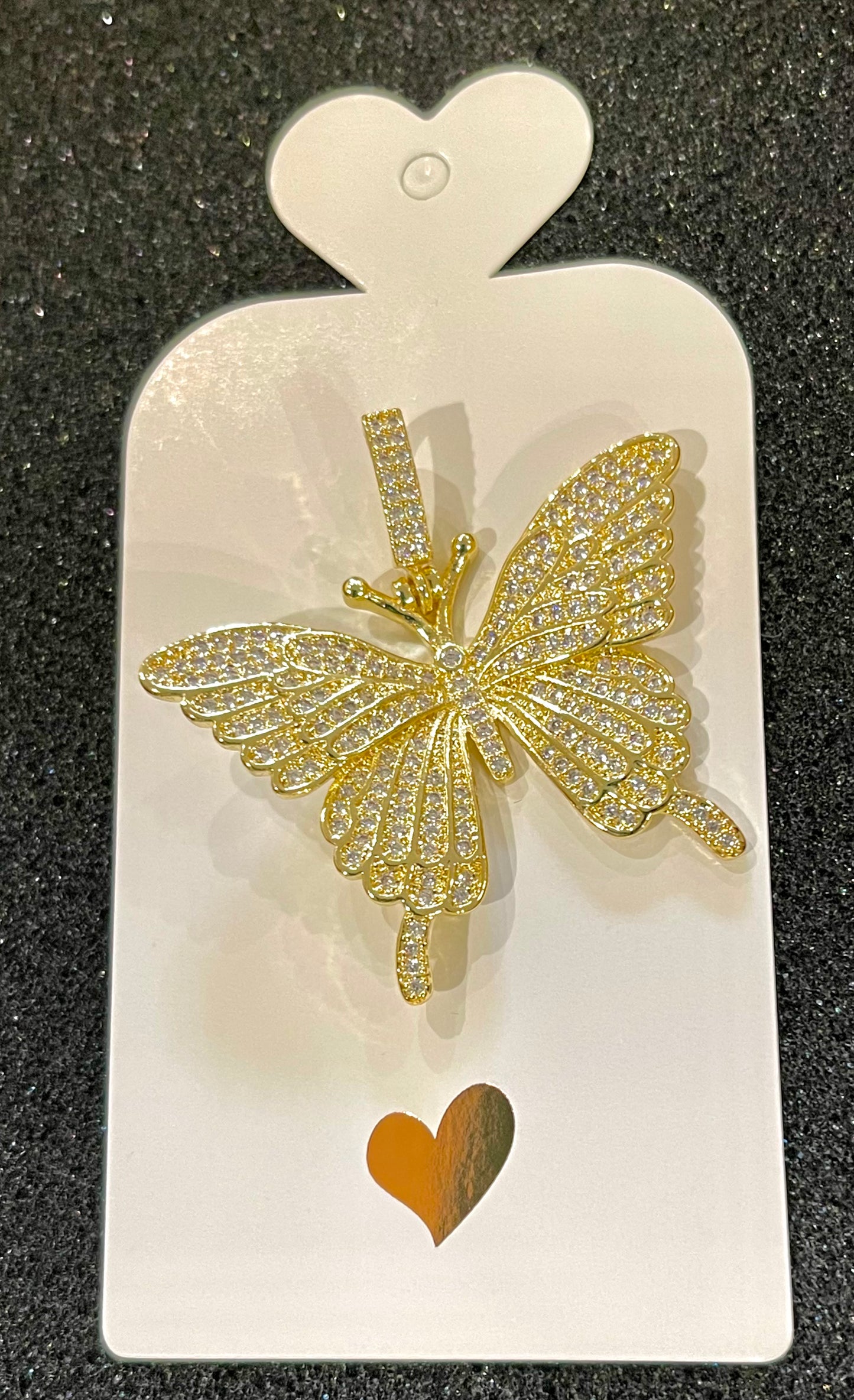 Dazzling 18k Yellow Gold Zirconia Butterfly Statement Pendant