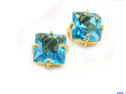 Vibrant London Blue Topaz Quartz Stud Earrings