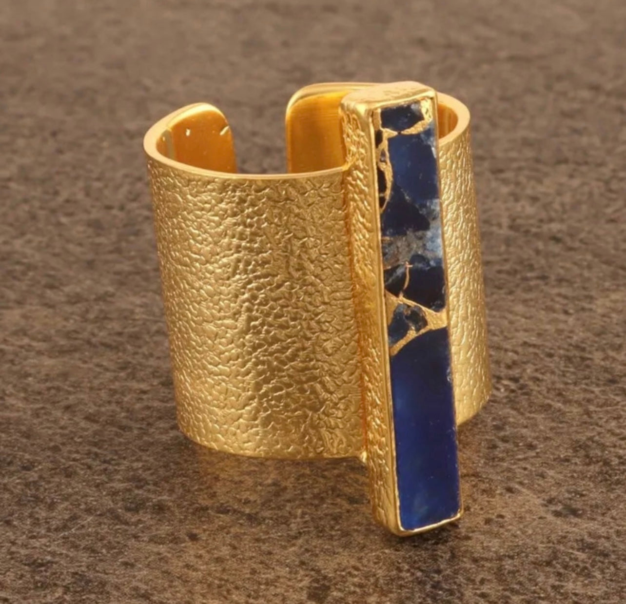 Lapis Lazuli and Blue Jasper Gemstone Statement Necklace and Ring Set