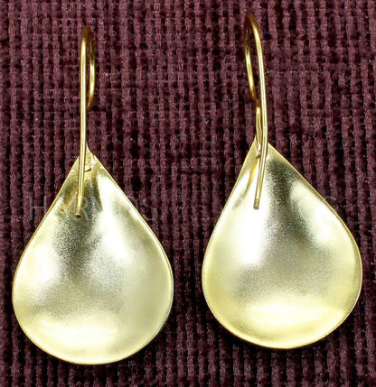 Hammered Teardrop Gold Dangle Earrings 2"