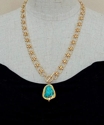 Turquoise and Lapis Lazuli Gemstone Layered Necklace and Bracelet Set