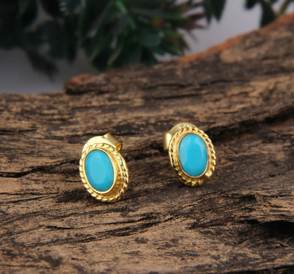 Petite 24k Gold Plated Turquoise Stud Earrings