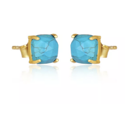 Tiny Turquoise Gold Stud Earrings