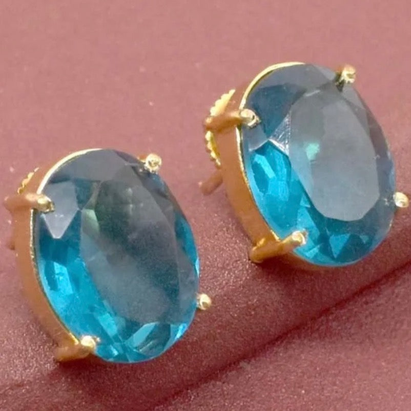 Sea Blue Apatite Quartz Gemstone Earrings 1"