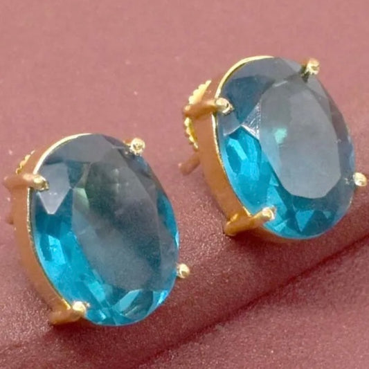 Sea Blue Apatite Quartz Gemstone Earrings 1