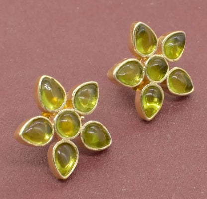 Green Peridot Quartz Gemstone Earrings 1”