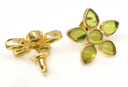 Green Peridot Quartz Gemstone Earrings 1”