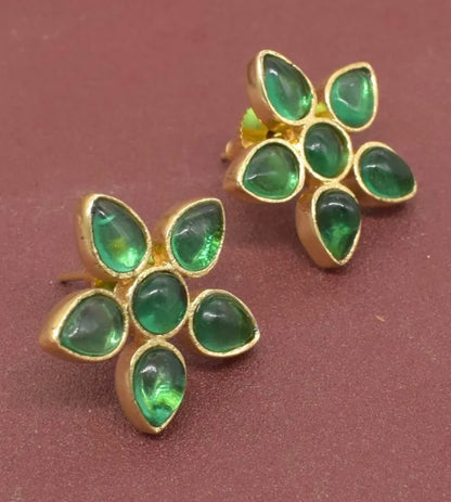Green Diopside Quartz Gemstone Earrings 1”