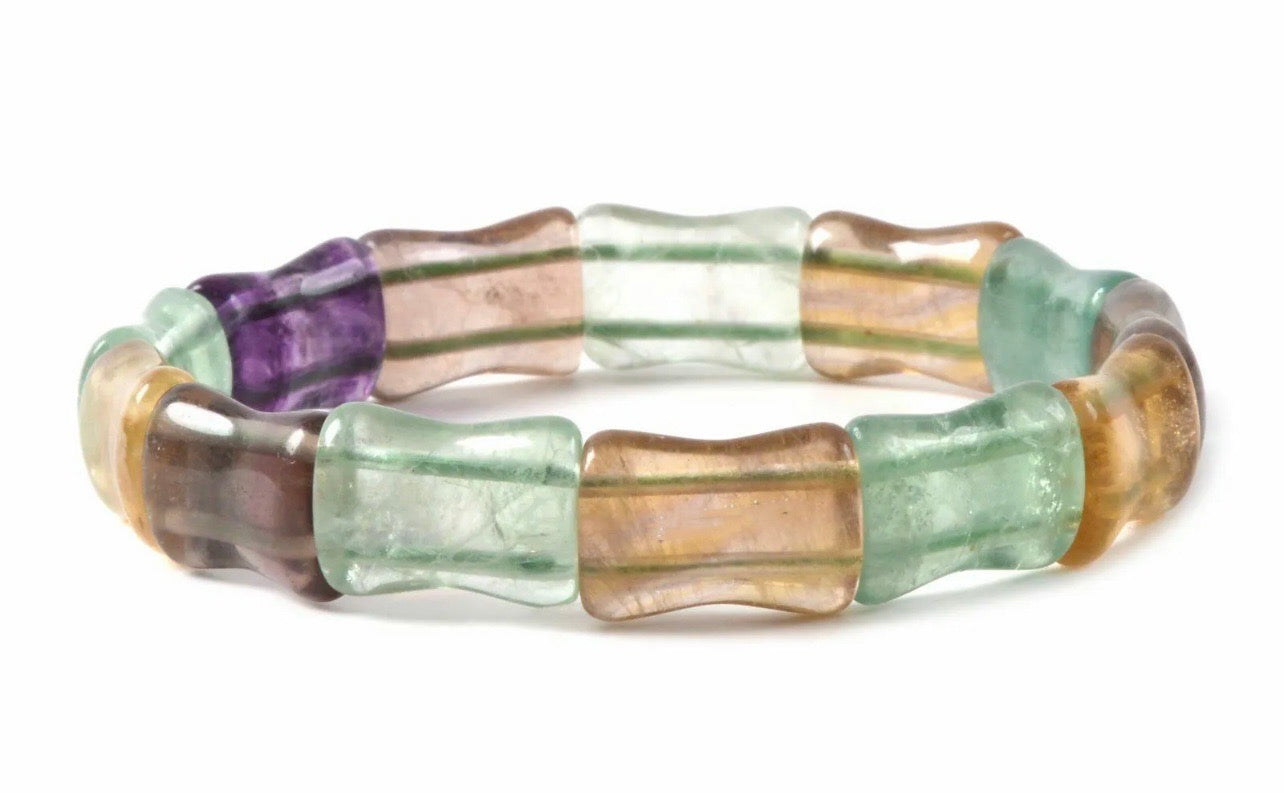 Multi-Colored Fluorite Gemstone Bangle Bracelet