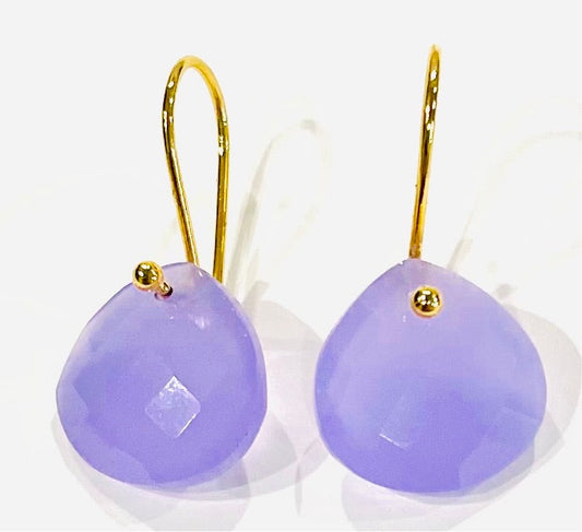 Light Purple Chalcedony Gemstone Dangle Earrings 1”