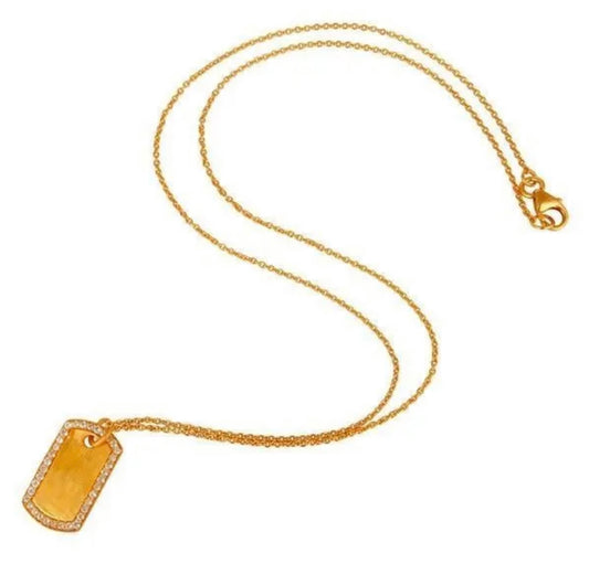 White Topaz Gemstones and 24k Gold Plated Vermeil Pendant Necklace 18