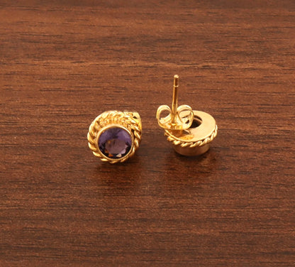 Tiny Purple Amethyst Gold Vermeil Studs