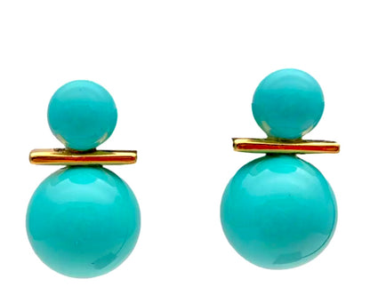 Colorful Double-Drop Turquoise Shell Stud Earrings
