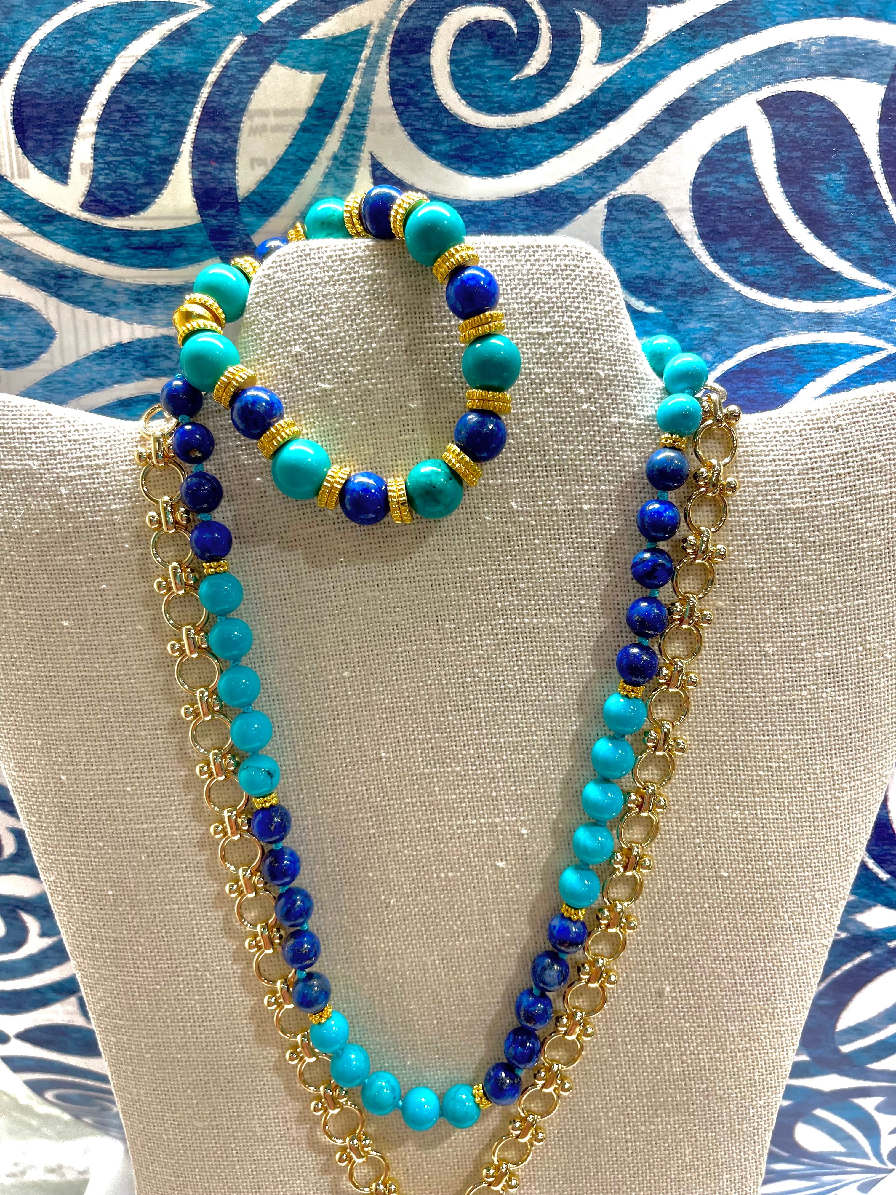 Turquoise selling and Lapis sterling necklace and earring set