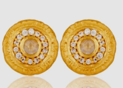 Peridot Gemstone Gold Stud Earrings