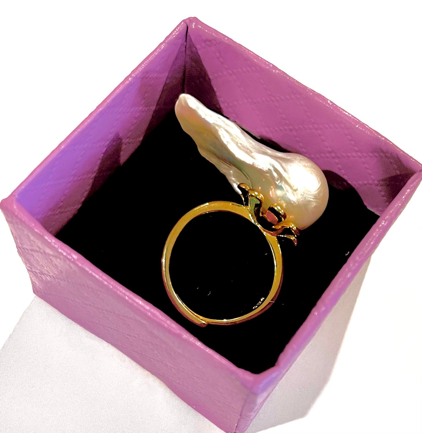Freeform XL Baroque Pearl Adjustable Gold Statement Ring