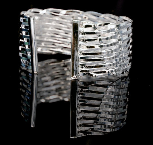 Sterling Silver Basket Weave Adjustable Cuff Bracelet