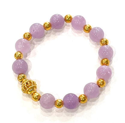 Purple Amethyst and Heishi Beaded Gold Stacking Bracelets