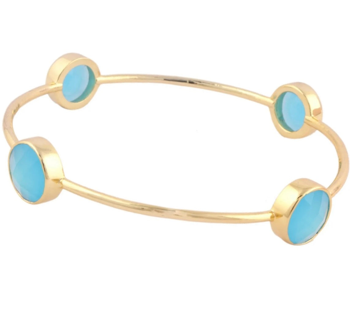 Gold Multi-Gemstones Bangle Bracelets