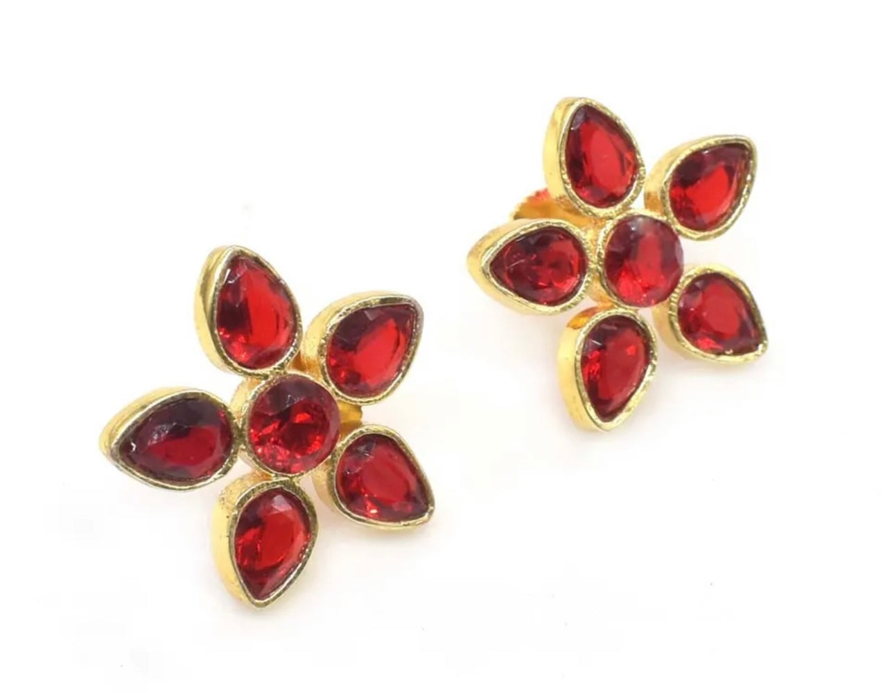 Red Garnet Quartz Gemstone Earrings 1”