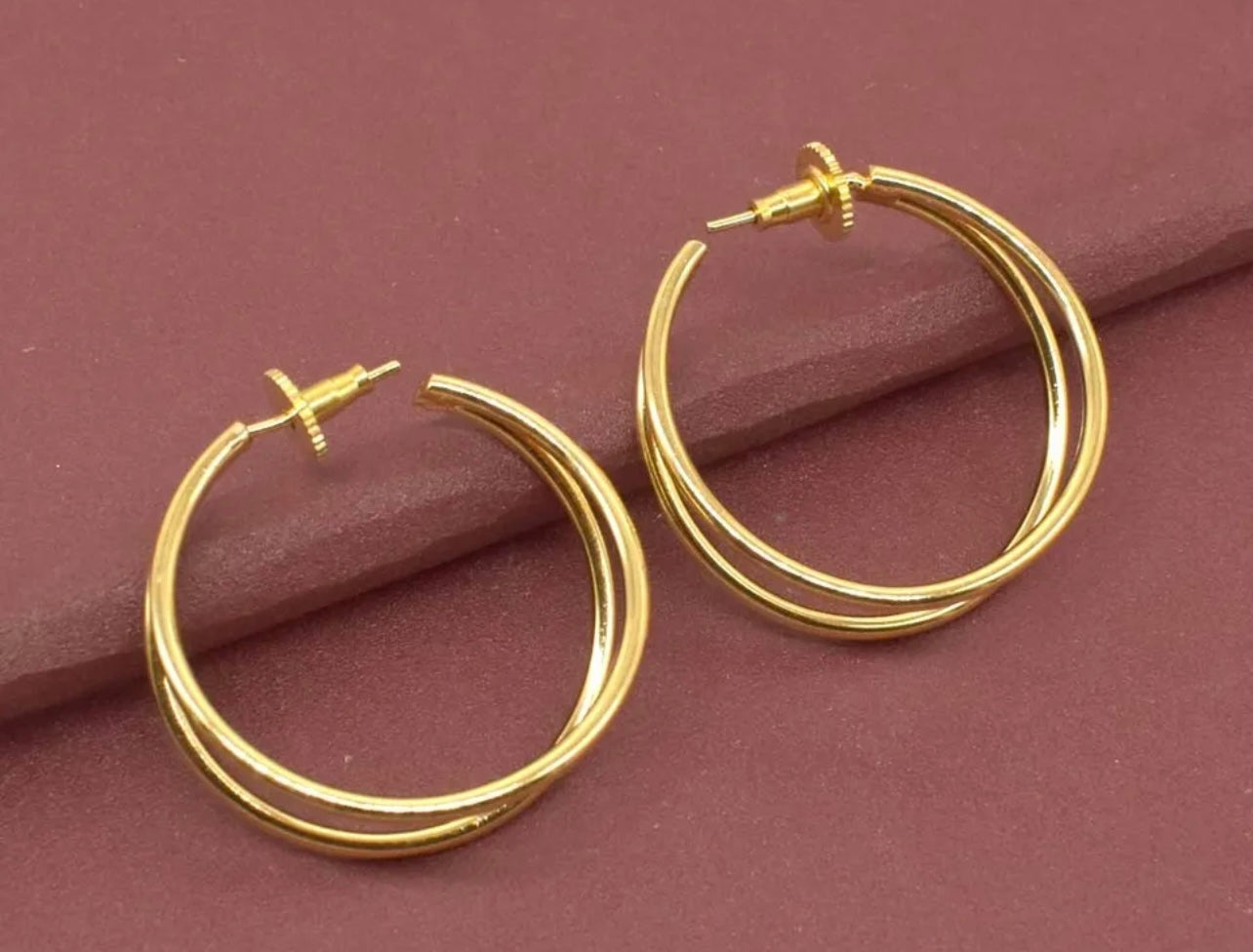 Hollywood Gold-Filled Double Hoops 1.5”