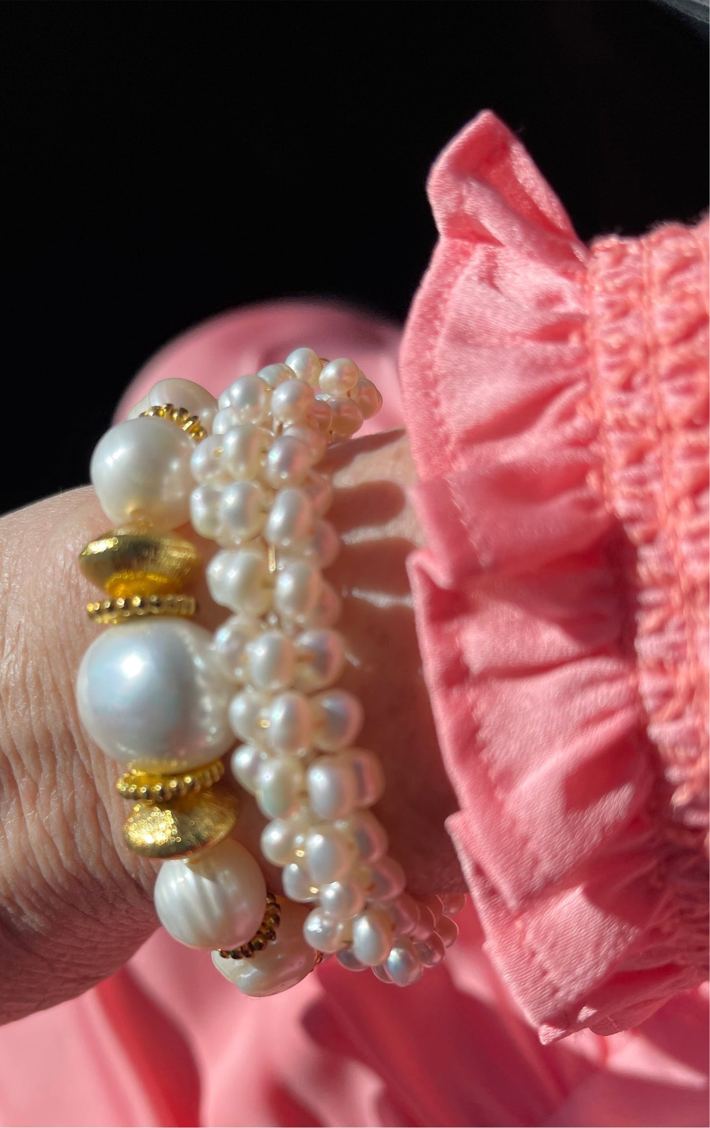 Freshwater Pearl Bangle Bracelet with Magnetic Clasp