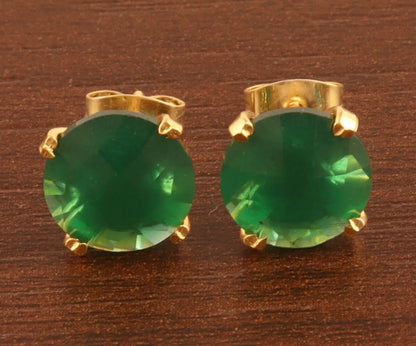 Green Quartz Gemstone Stud Earrings