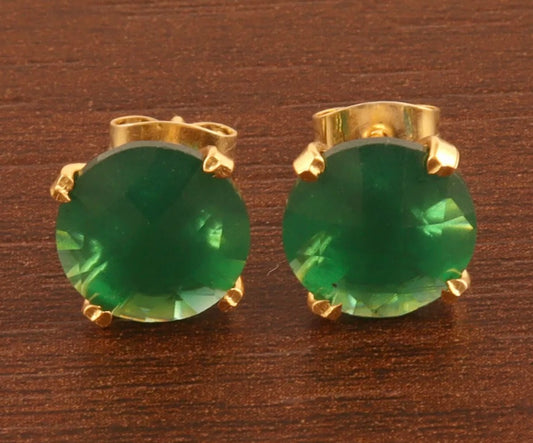 Green Quartz Gemstone Stud Earrings