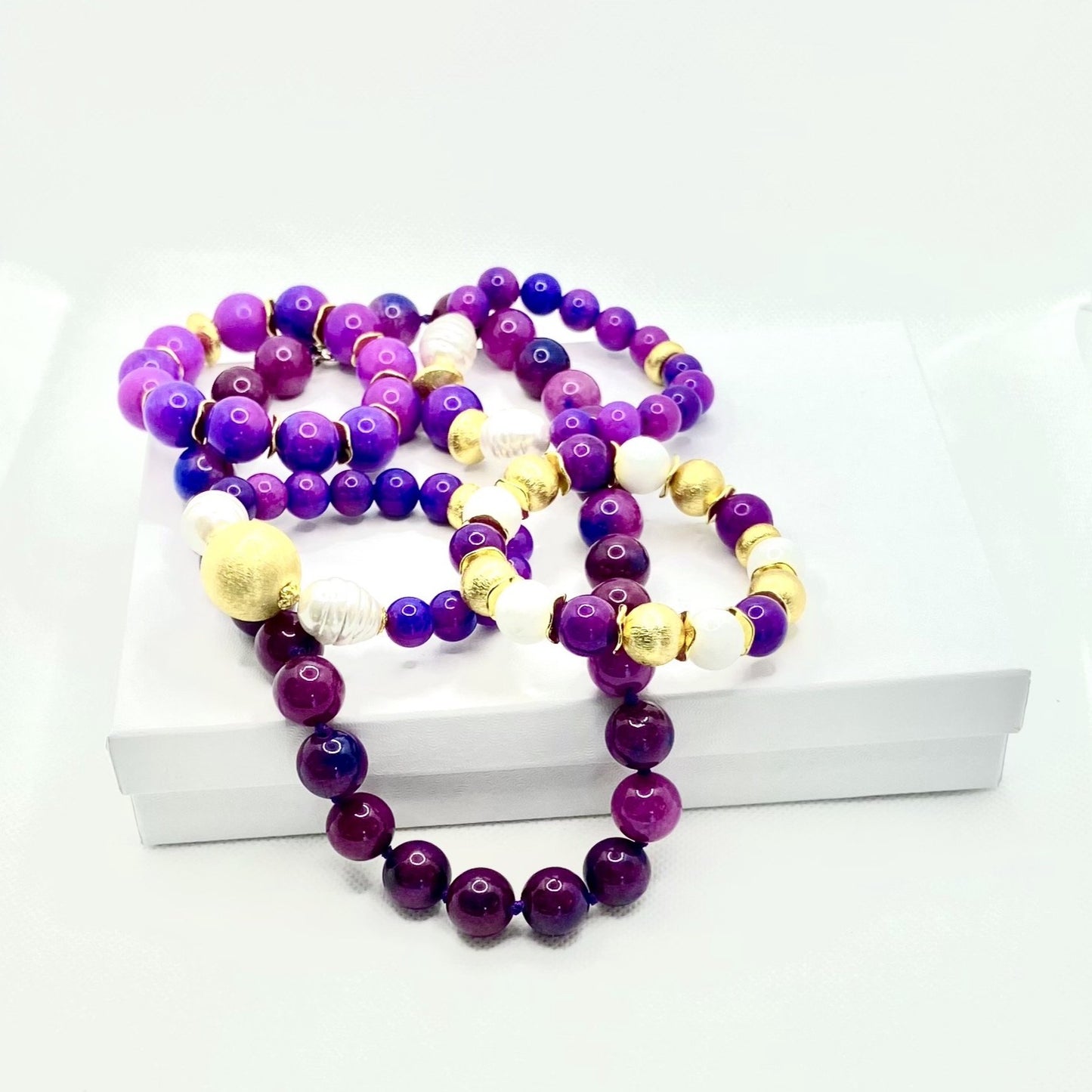 Lovely Royal Purple Sugilite Gemstone Statement Bracelet