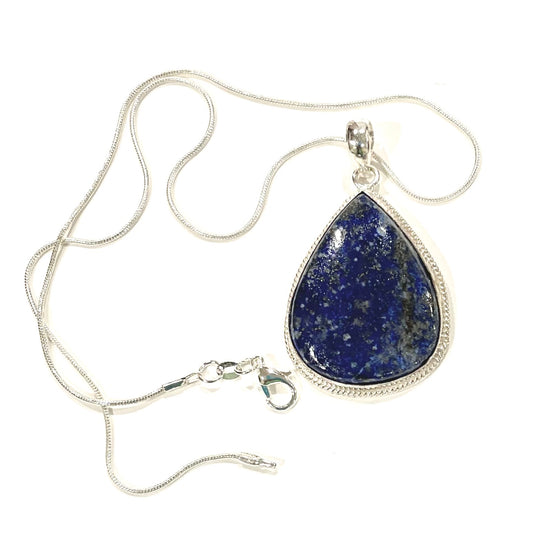 Lapis Lazuli Teardrop Pendant Necklace - Sterling Silver