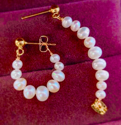 Freshwater Pearl Hoop Stud/Hoop Earrings