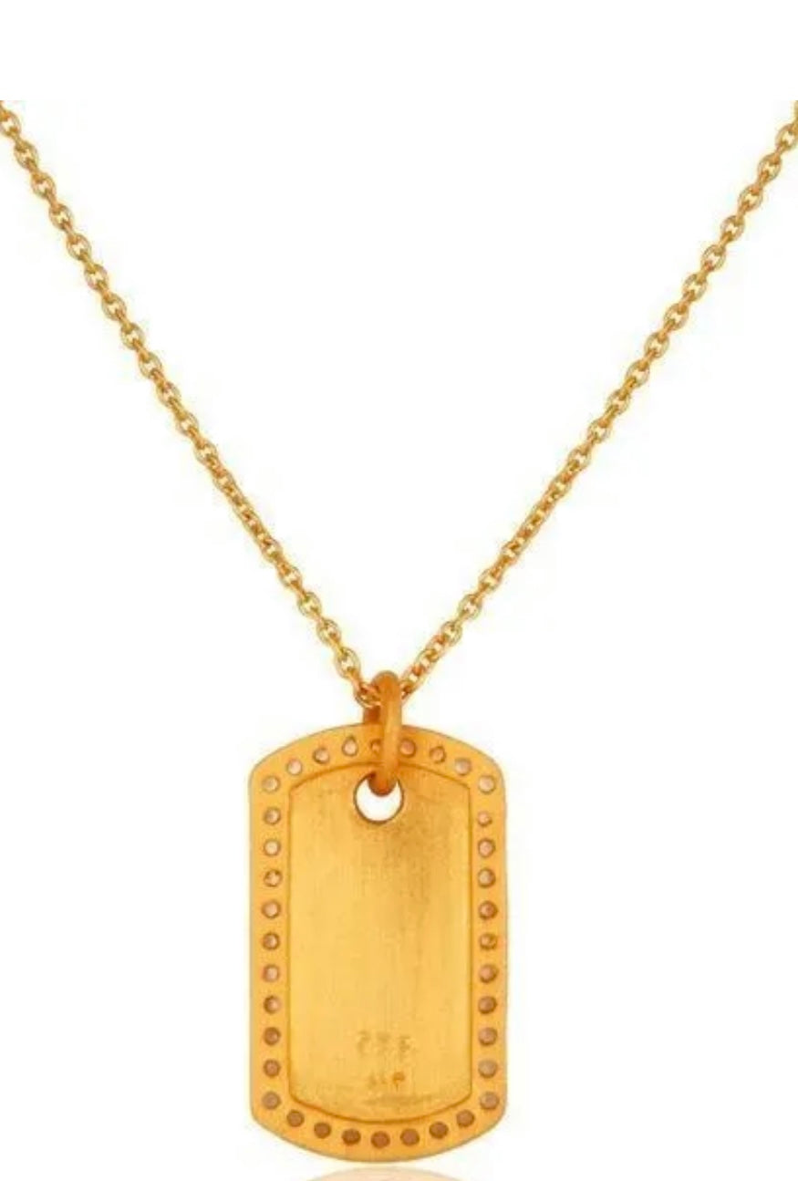 White Topaz Gemstones and 24k Gold Plated Vermeil Pendant Necklace 18"