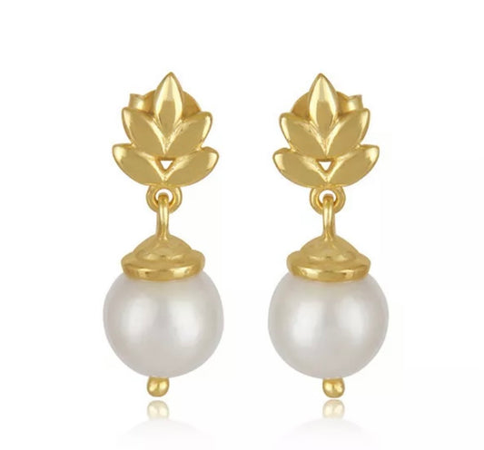 Dainty South Sea Pearl 24k Gold Plated Stud Earrings