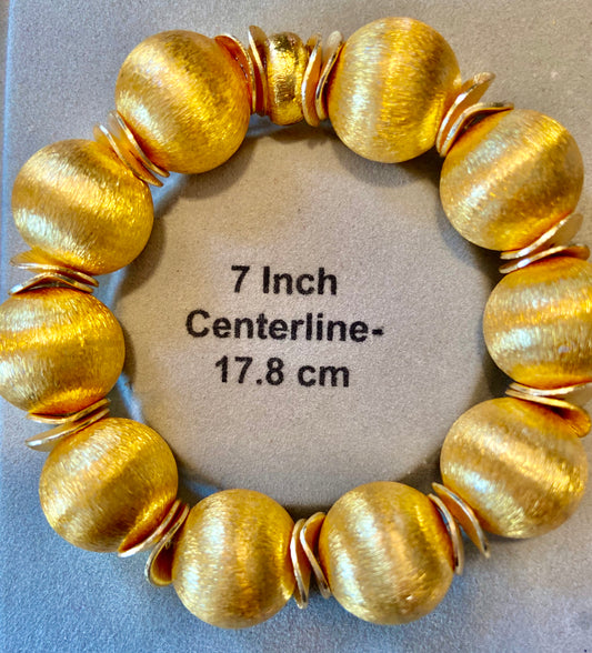 Classic Brushed 18k Gold Vermeil Beaded Statement Bracelet