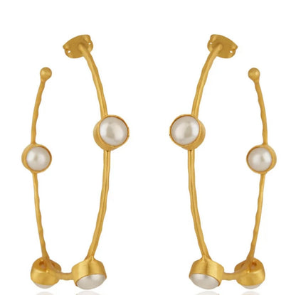 Oversized Pearl Inside-Out Pearl Gold Vermeil Statement Hoops 2.5”