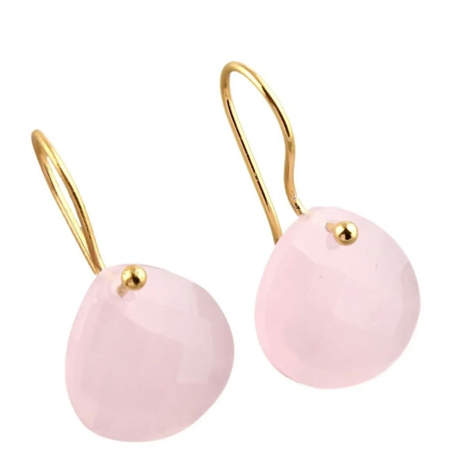 Briolette Pastel Pink Quartz Dangle Earrings 1”