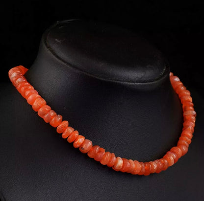 Genuine Earth-Mined Orange Carnelian Gemstone Necklace 20"