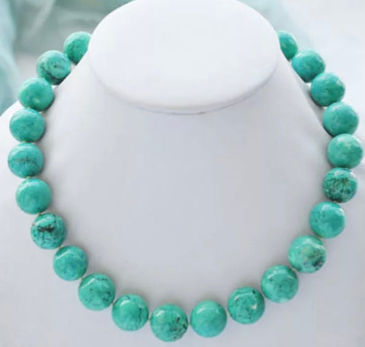 Timeless Blue Turquoise Gemstone Statement Necklace 18