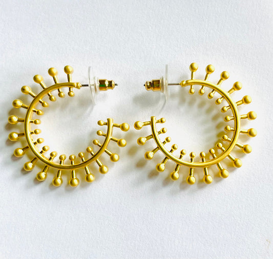 Lovely 22K Gold Vermeil Statement Earrings with Bali Granular Details