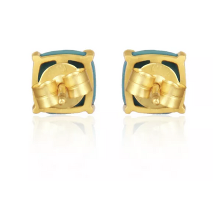 Tiny Turquoise Gold Stud Earrings