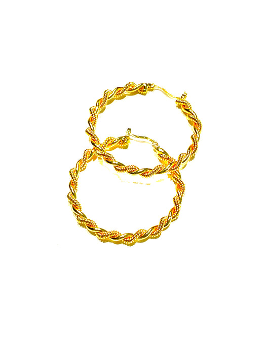 Twisted Rope Design Gold Statement Hoops 2