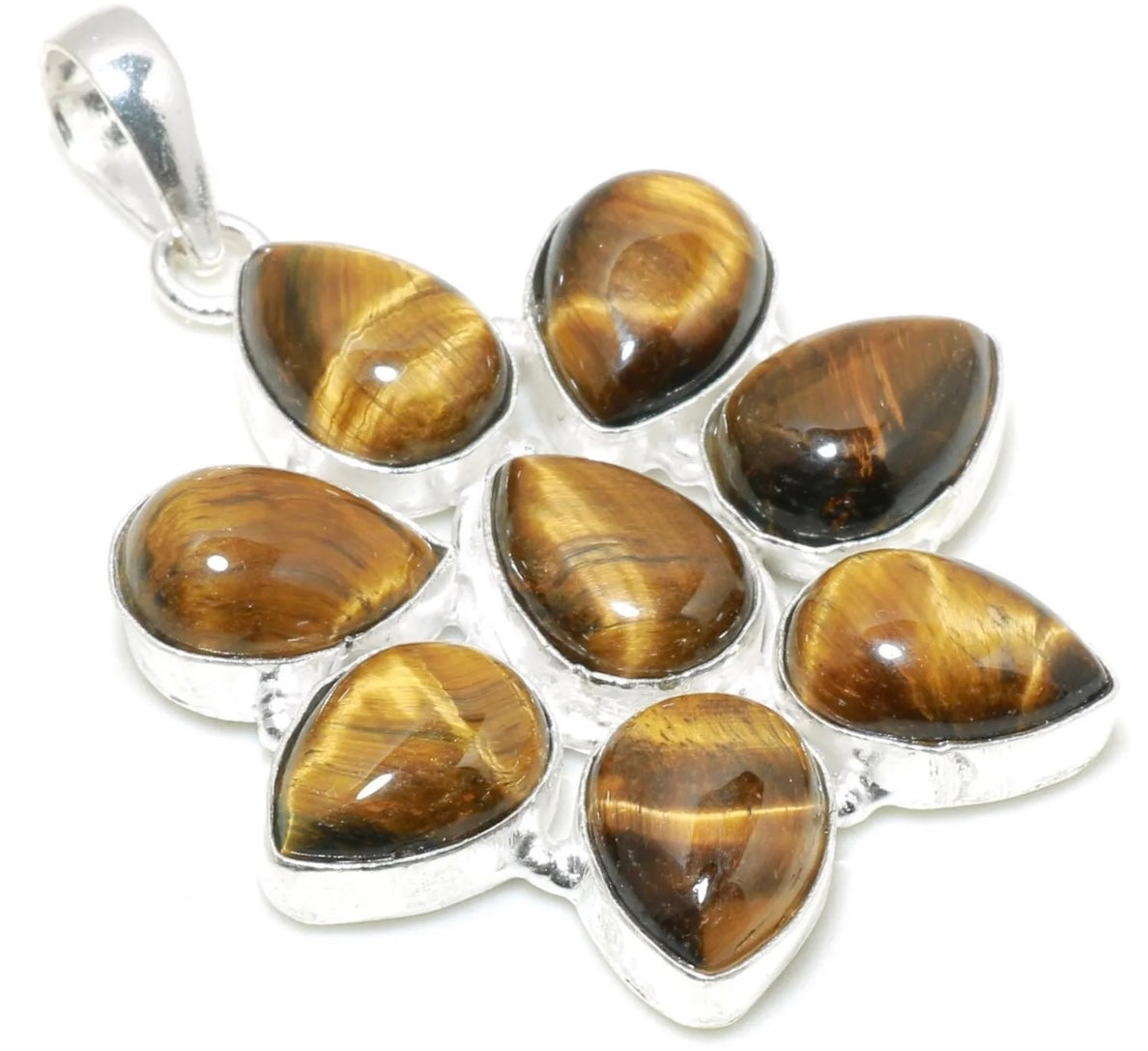 Silky Brown Tiger’s Eye Earrings, Bangle and Pendant Necklace Set
