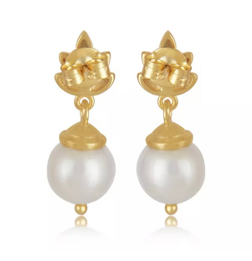 Dainty South Sea Pearl 24k Gold Plated Stud Earrings