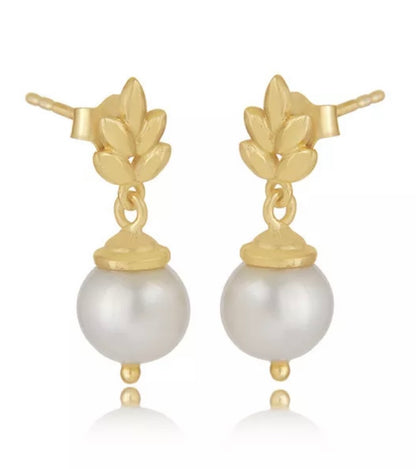 Dainty South Sea Pearl 24k Gold Plated Stud Earrings