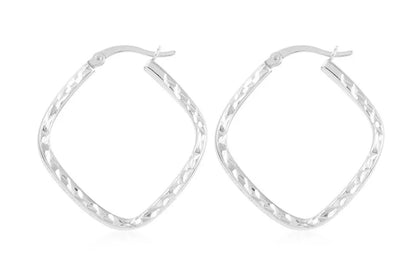 Timeless Sterling Silver Squared Hoops 1.25”