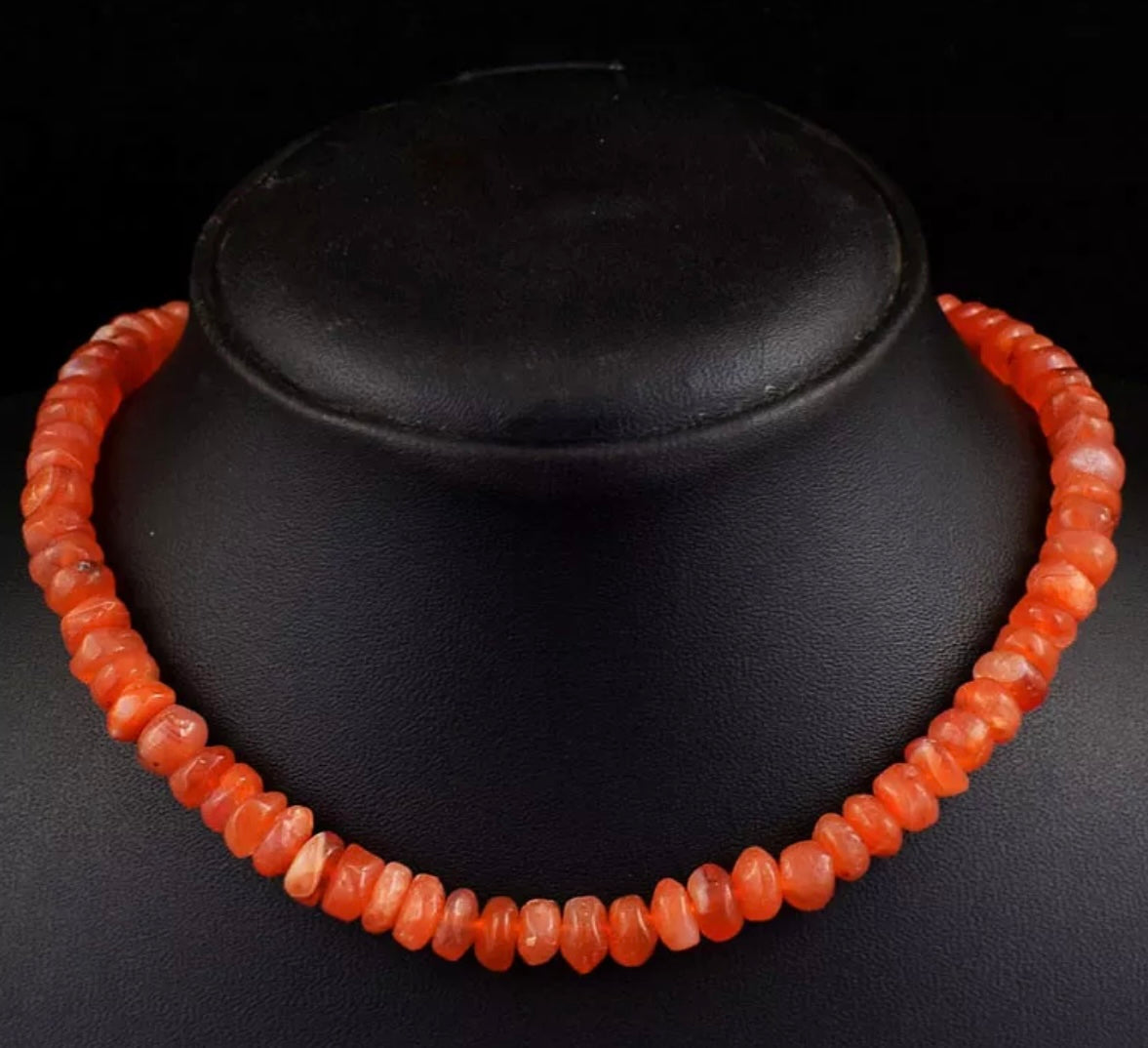 Genuine Earth-Mined Orange Carnelian Gemstone Necklace 20"