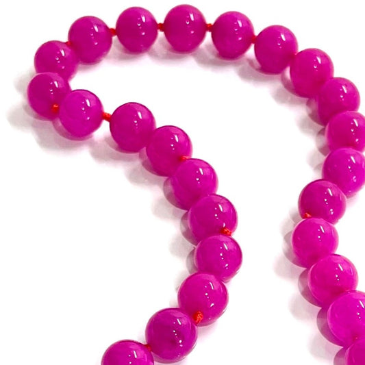Vivid Pink Sugilite and Baroque Pearl Gemstone Statement Necklace 18